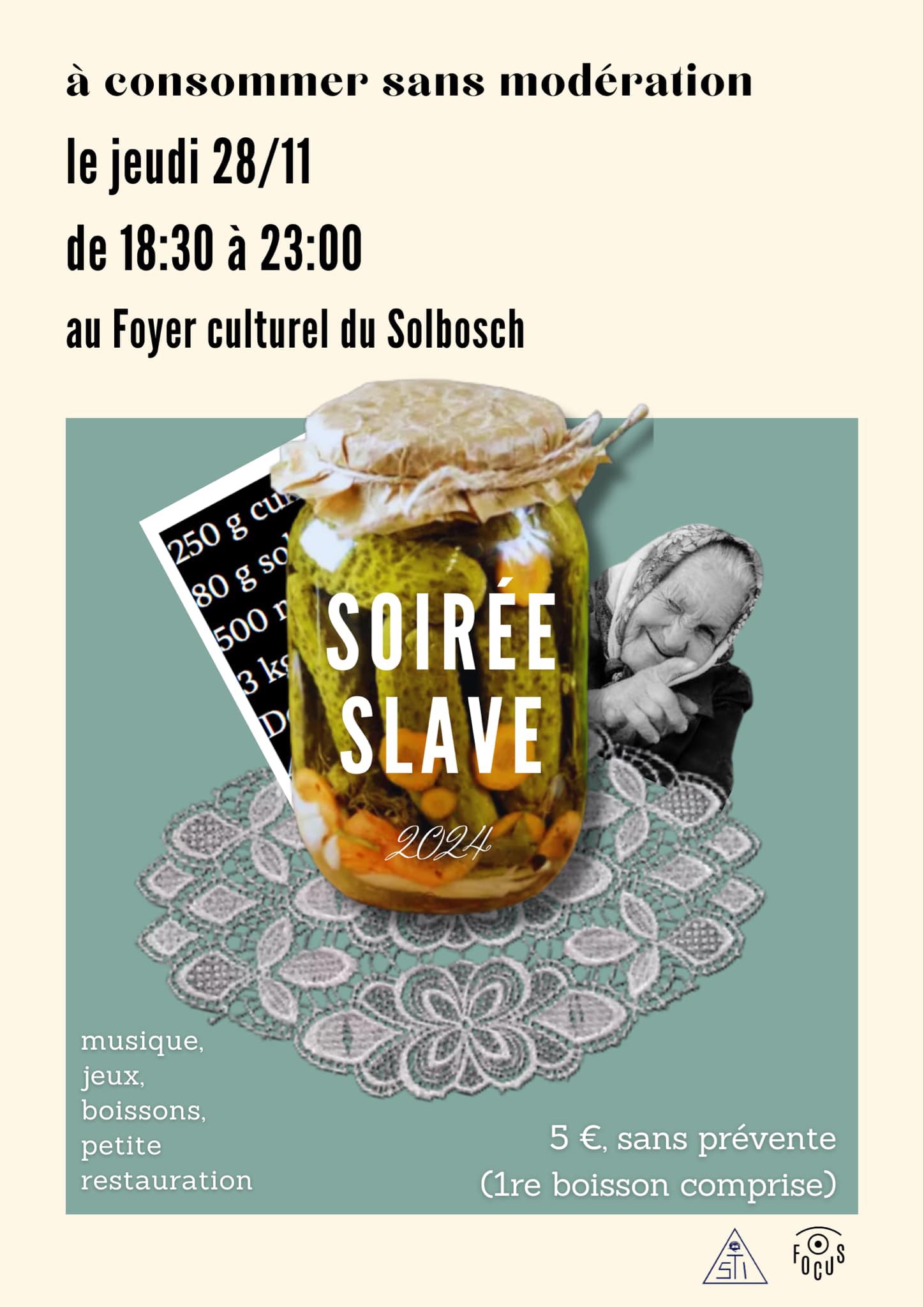 Affiche. Cercle de l|ISTI. ULB Bruxelles. Soirée slave 2024. au Foyer culturel du Solbosch. 2024-11-28